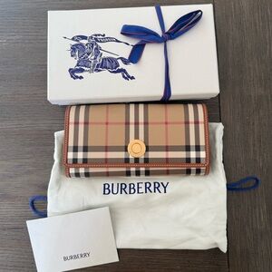 Burberry Tan and Red Plaid Wallet